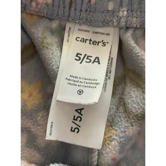 Carter's Lavender Floral Fleece Girl's PJ Pant Set size 5 - Picture 11 of 12